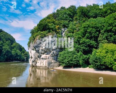 Das Donautal in der Nähe von Kloster Weltenburg Kelheim, Niederbayern, Bayern, Deutschland, Europa, 31. Juli 2008 Stockfoto