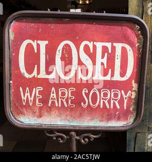 Es tut uns leid wir unterzeichnen geschlossen sind Stockfoto
