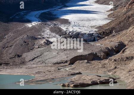 Glocknergruppe Alpenmassiv. Pasterze Glacier, Moräne. Proglazialen See. Österreichischen Alpen. Europa. Stockfoto