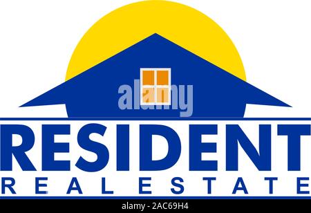 Resident Logo Konzept, Immobilien Logo Design Vorlage, Haus mit Sunrise Logo Konzept Stock Vektor