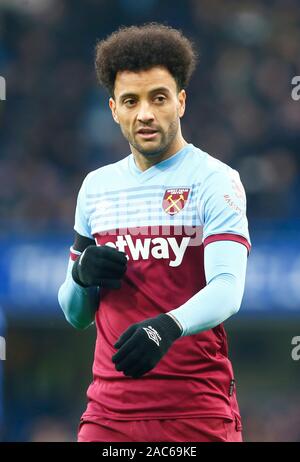 London, Großbritannien. 30. Nov 2019. West Ham United Felipe Anderson. Während der Englischen Premier League zwischen Chelsea und West Ham United an der Stanford Brücke Stadium, London, England am 30. November 2019 (Foto von AFS/Espa-Images) Credit: Cal Sport Media/Alamy leben Nachrichten Stockfoto