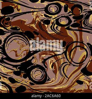 Schwarz und Gold ebru Textur. Abstract vector Hintergrund Stock Vektor