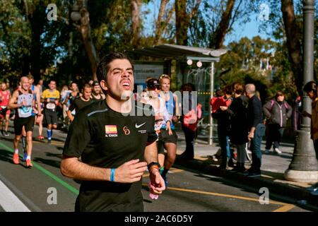 Läuft Marathon Valencia 2019 Spanien Stockfoto