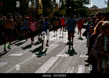 Läuft Marathon Valencia 2019 Spanien Stockfoto