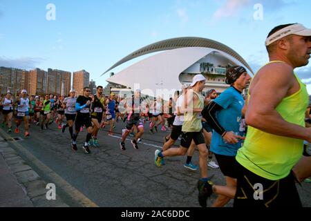 Läuft Marathon Valencia 2019 Spanien Stockfoto