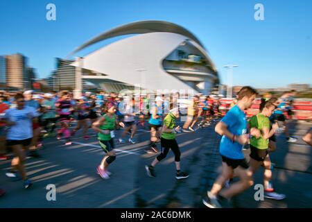 Läuft Marathon Valencia 2019 Spanien Stockfoto