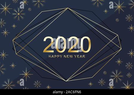 Frohe Weihnachten und guten Rutsch ins Neue Jahr 2020 Gruß-Karte. Moderne goldenen Hintergrund Vorlage für 2020 ein Frohes Neues Jahr. Modernes Design cover Vorlage Stock Vektor