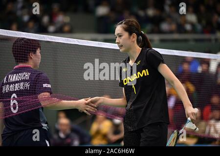 Komazawa Gymnasium, Tokio, Japan. 30 Nov, 2019. (L - R) Akane Yamaguchi, € Aya Ohori, 30. November 2019 - Badminton: Der 73 All Japan Badminton Meisterschaften 2019 Damen Einzel Halbfinale an der Komazawa Gymnasium, Tokio, Japan. Credit: MATSUO. K/LBA SPORT/Alamy leben Nachrichten Stockfoto