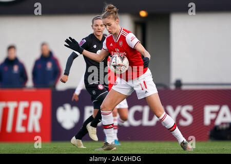 Borehamwood, Großbritannien. 1. Dez 2019. Vivianne Miedema von Arsenal Kerben während Super League Spiel der Frauen zwischen Arsenal und Bristol City an der Wiese Park in Leicester, England am 1. Dezember 2019 (Foto von Daniela Porcelli/SPP) Credit: SPP Sport Presse Foto. /Alamy leben Nachrichten Stockfoto