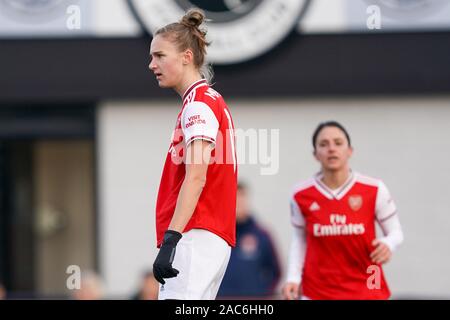 Borehamwood, Großbritannien. 1. Dez 2019. Vivianne Miedema von Arsenal, nachdem er ihr während der Super League Spiel der Frauen zwischen Arsenal und Bristol City an der Wiese Park in Leicester, England am 1. Dezember 2019 (Foto von Daniela Porcelli/SPP) Credit: SPP Sport Presse Foto strebe. /Alamy leben Nachrichten Stockfoto