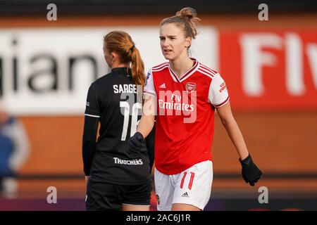 Borehamwood, Großbritannien. 1. Dez 2019. Vivianne Miedema von Arsenal Kerben ihr zweites Ziel während der Super League Spiel der Frauen zwischen Arsenal und Bristol City an der Wiese Park in Leicester, England am 1. Dezember 2019 (Foto von Daniela Porcelli/SPP) Credit: SPP Sport Presse Foto. /Alamy leben Nachrichten Stockfoto