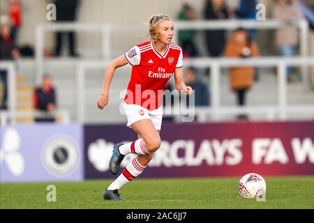 Borehamwood, Großbritannien. 1. Dez 2019. Lea Williamson von Arsenal in Aktion während der Super League Spiel der Frauen zwischen Arsenal und Bristol City an der Wiese Park in Leicester, England am 1. Dezember 2019 (Foto von Daniela Porcelli/SPP) Credit: SPP Sport Presse Foto. /Alamy leben Nachrichten Stockfoto