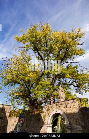 Das Tor Valeriuspforte ist ein Marmor Portal vor 1780, der Eingang zum ehemaligen Kloster garten St. Matthias. Stockfoto