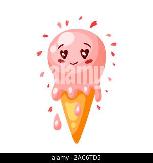Cute ice cream in der Liebe. Valentinstag Grusskarten. Stock Vektor