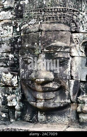 Gesicht des Bodhisattva Lokeshvara in Bordeaux Ankor - Kambodscha Stockfoto