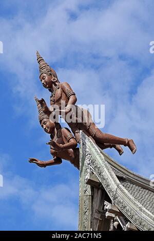 Schnitzerei am Tempel Heiligtum der Wahrheit, Pattaya, Thailand, Stockfoto