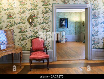 Peking, Peking Zimmmer Zimmer romantische Interieurs und Möbel mit chinesischen Motiv Tapete auf Goethe Haus, Goethe Museum, Frankfurt am Main, Deutschland Stockfoto