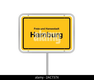 Ortsschild, Stadt, Freie Hansestadt Hamburg, Hamburg, Bundesrepublik Deutschland, Stockfoto