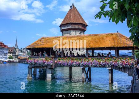 Kapellbrücke Brücke, Luzern. Schweiz Stockfoto