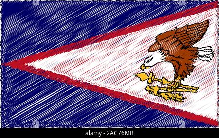 Vektor Zeichnung Skizze Stil Amerikanisch Samoa Flagge Stock Vektor