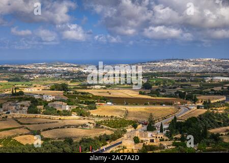 Malta Insel Landschaft, Südeuropa, Blick von der Stadt Mdina. Stockfoto