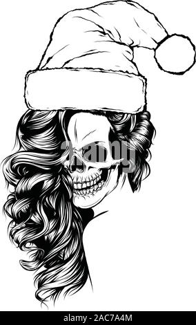 Frau Schädel von Bad Santa Claus Vector Illustration Stock Vektor