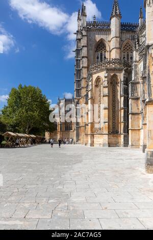 Districy Batalha, Leiria, Portugal. Das Kloster von Batalha ist eine der wichtigsten gotischen Websites in Portugal. Stockfoto