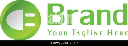 Elektrische Steckdose Logo Design Vorlage, Elektrische Element Logo Konzept, Lächeln, Smiley Emoticon Stock Vektor