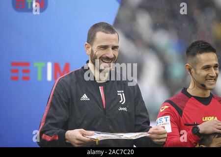 Turin, Italien. 01 Dez, 2019. Fußball, Meisterschaft ATIM Serie 2019-20 JUVENTUS VS SASSUOLO 2-2 im Bild: BONUCCI Credit: Unabhängige Fotoagentur/Alamy leben Nachrichten Stockfoto