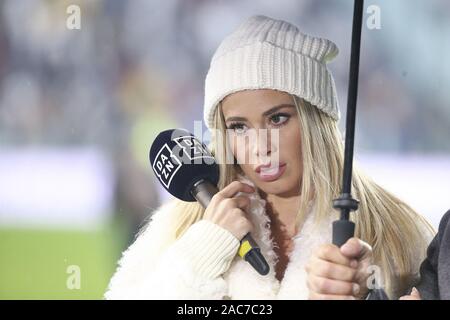 Turin, Italien. 01 Dez, 2019. Fußball, Meisterschaft Serie ATIM 2019-20 JUVENTUS VS SASSUOLO 2-2 im Bild: DILETTA LEOTTA Credit: Unabhängige Fotoagentur/Alamy leben Nachrichten Stockfoto