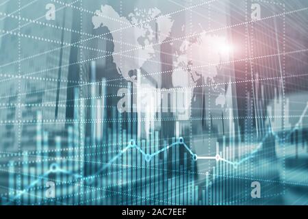 Wirtschaft Finanzen Diagramm Diagramm. Trading Forex Investment Fintech Konzept. Mixed Media Stockfoto