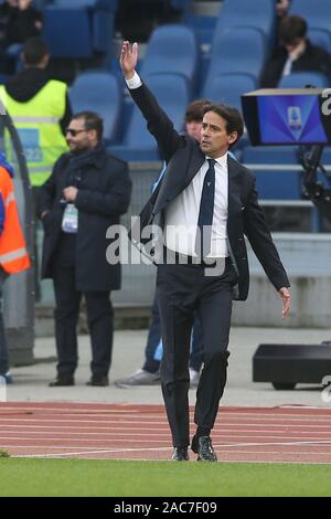 Rom, Italien, 01. Dezember 2019: Simone Inzaghi (Latium) während der italienischen Serie A Fußball Spiel SS Lazio und Udinese, im Olympiastadion in Rom am 01/12/2019 Stockfoto