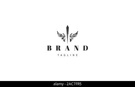 Vektor Logo, auf dem ein abstraktes Bild von zwei Schädel mit Flügeln. Stock Vektor