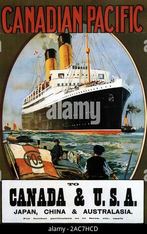 POSTER FÜR DAS KANADISCHE DAMPFSCHIFF IM PAZIFIK AUS DEN 1930ER JAHREN Stockfoto