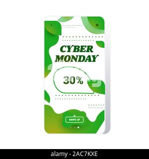 Big Verkauf Cyber Monday flüssig Farbe Aufkleber Angebot Holiday Shopping Konzept der Bildschirm des Smartphones online mobile App Werbekampagne Flüssigkeit gradient banner Vector Illustration Stock Vektor