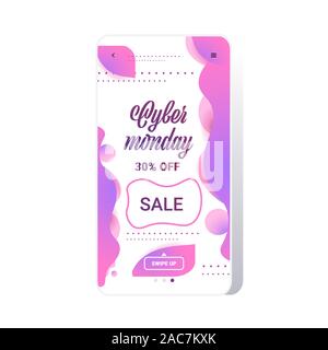 Big Verkauf Cyber Monday flüssig Farbe Aufkleber Angebot Holiday Shopping Konzept der Bildschirm des Smartphones online mobile App Werbekampagne Flüssigkeit gradient banner Vector Illustration Stock Vektor