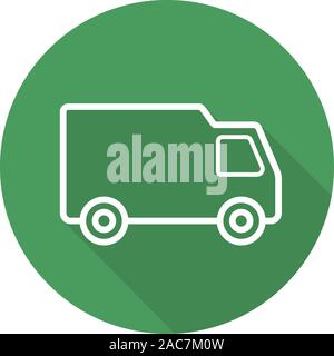 Lieferung van Flachbild lineare lange Schatten Symbol. Transport Truck. Vektor linie das Symbol Stock Vektor