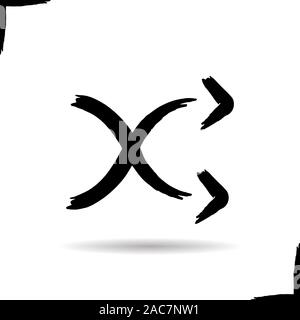 Gekreuzte Pfeile klicken. Schlagschatten kunst Symbol. Shuffle. Tinte Pinselstrich. Vektor isoliert Abbildung Stock Vektor