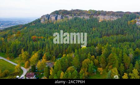 Böhmisches Paradies. Sandstein Felsformationen Gruppe in Cesky raj bei Sonnenuntergang Stockfoto