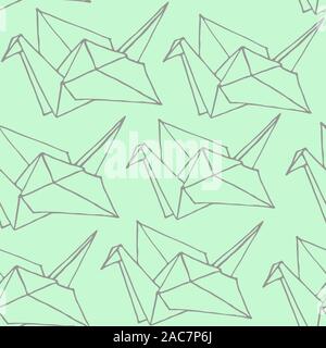 Nahtlose Muster mit Hand gezeichnet Origami Kraniche. Cartoon Ornament. Cute doodle Vektor Kinder Abbildung. Stock Vektor