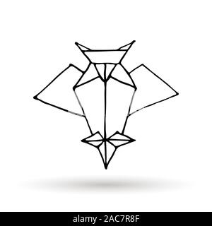 Origami doodle einfach auf das Symbol. Hand origami Tier gezeichnet. Geometrische Logo oder Symbol. Minimalistischer Vector Illustration Stock Vektor
