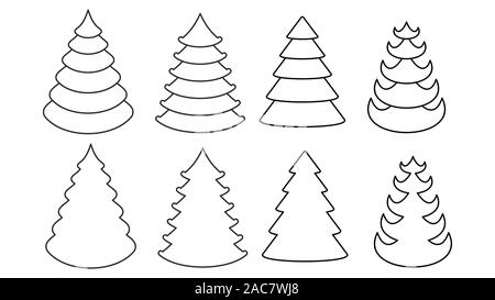 Weihnachtsbaum Vector Icons einstellen. Flache Cartoon Illustration Stock Vektor