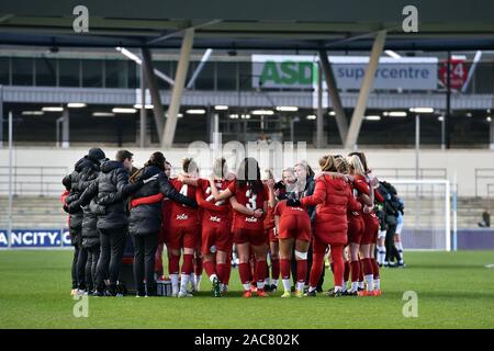 Manchester, Großbritannien. 01 Dez, 2019. MANCHESTER, England - Dezember 1ST Liverpool Frauen sammeln nach Super das Barclays FA Women's League Spiel zwischen Manchester City und Liverpool an der Akademie Stadion Manchester City, Manchester am Sonntag, den 1. Dezember 2019. (Credit: Eddie Garvey | MI Nachrichten) das Fotografieren dürfen nur für Zeitung und/oder Zeitschrift redaktionelle Zwecke verwendet werden, eine Lizenz für die gewerbliche Nutzung Kreditkarte erforderlich: MI Nachrichten & Sport/Alamy leben Nachrichten Stockfoto