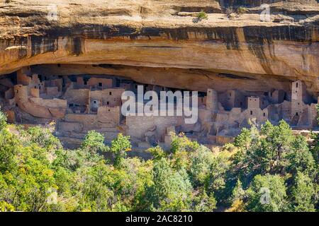 Wohnungen der Cliff Palace im Mesa-Verde-Nationalpark, Colorado Stockfoto