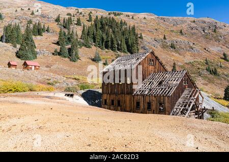 Animas Forks Mine in den Bergen von Colorado San Juam Stockfoto