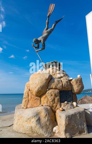 El Buzo, Pearl Diver Statue, Bucerias, Banderas Bucht, Riviera Nayarit Nayarit, Mexiko Stockfoto