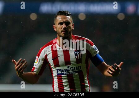 Madrid, Spanien. 01 Dez, 2019. KOKE WÄHREND ATLETICO DE MADRID GEGEN FC BARCELONA IM WANDA METROPOLITANO Stadion. Sonntag, 1. Dezember 2019 Credit: CORDON PRESSE/Alamy leben Nachrichten Stockfoto