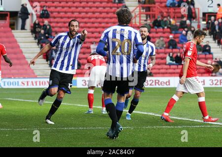 London, Großbritannien. 01 Dez, 2019. Während der EFL Sky Bet Championship Match zwischen Charlton Athletic und Sheffield Mittwoch im Valley, London, England am 30. November 2019. Foto von Ken Funken. Nur die redaktionelle Nutzung, eine Lizenz für die gewerbliche Nutzung erforderlich. Keine Verwendung in Wetten, Spiele oder einer einzelnen Verein/Liga/player Publikationen. Credit: UK Sport Pics Ltd/Alamy leben Nachrichten Stockfoto