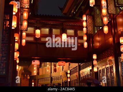 Chinesische Nacht der Lichter, jinli Street, Chengdu Stockfoto