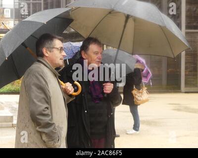 Die erste monumentale Skulptur des Bildhauers Franck Ayroles 'Les Demoiselles de la Brèche" wurde in Niort eröffnet eine große Volksmenge kamen, um ihn zu bewundern. Stockfoto